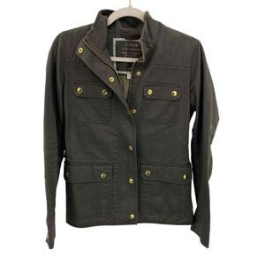 J.Crew Relaxed Boyfriend Field Jacket Womens XS Army Green Full Zip Pockets